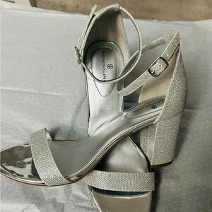 Bandolino Silver Chunky Heel Sandals